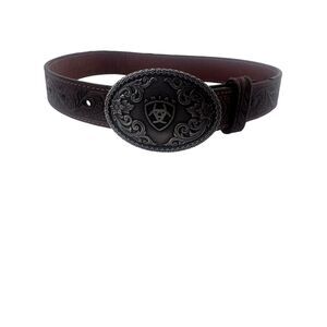 Ariat Western Girls Belt Leather Tooled Floral Brown W/ Buckle Fast Shipping